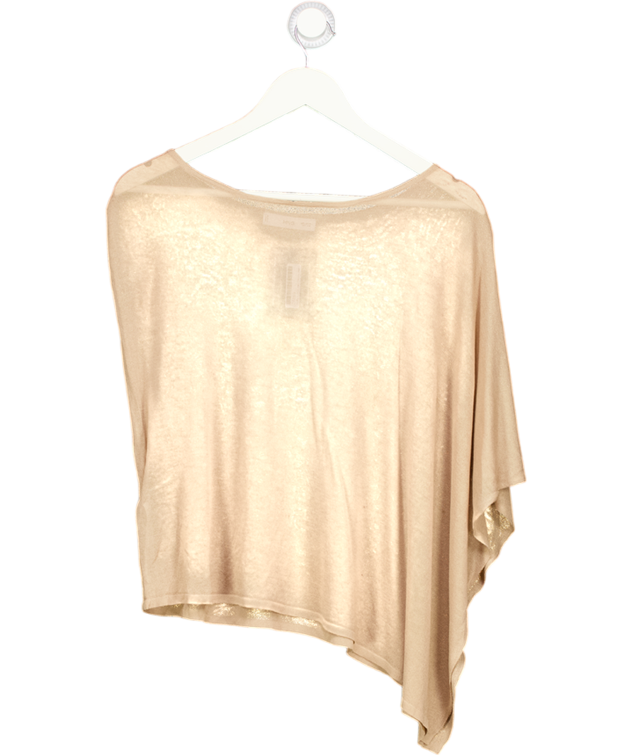 MANGO Brown Sheer Short Sleeve Top UK S