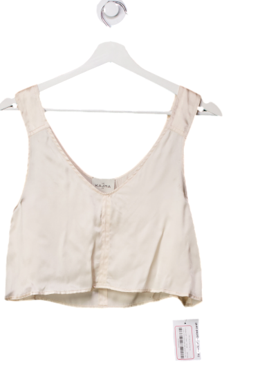 Le Kasha 1918 Cream 100% Silk V-neck Crop Top UK S/M