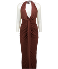 CLUB L Lesley Brown Plunge-neck Maxi Dress UK 8
