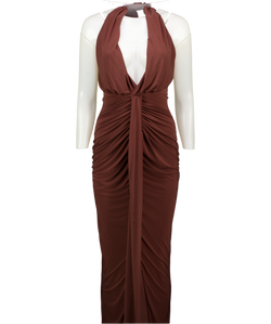 CLUB L Lesley Brown Plunge-neck Maxi Dress UK 8