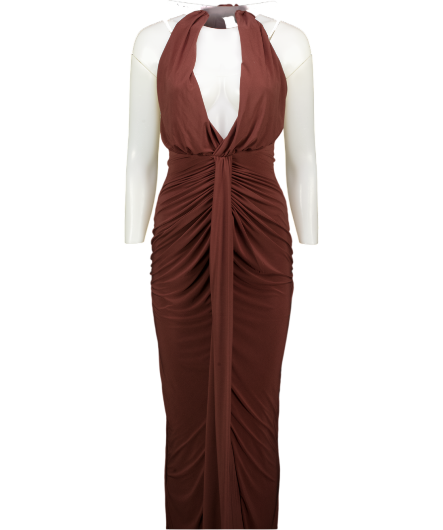 CLUB L Lesley Brown Plunge-neck Maxi Dress UK 8
