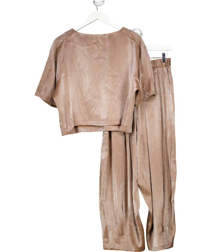 River Island 2-piece Bronze Metallic Tailored Top And Tapered Trousers Set UK 6
