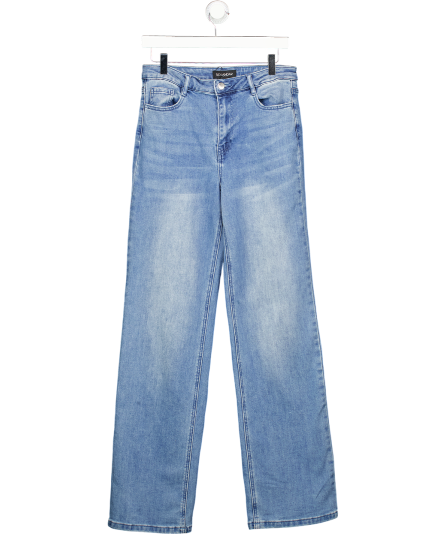 SOSANDAR Blue Wide Leg Jeans - Long Length UK 10