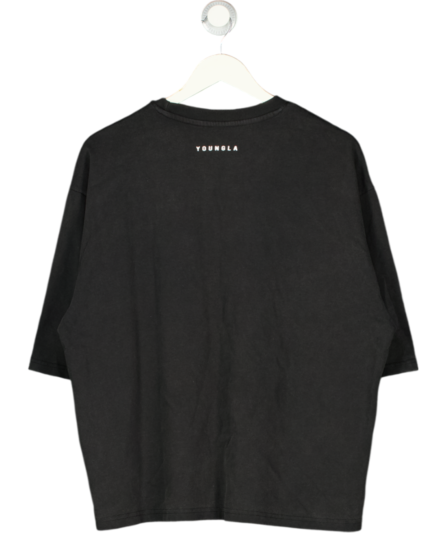 Young LA Black Simple Boxy Tee UK L