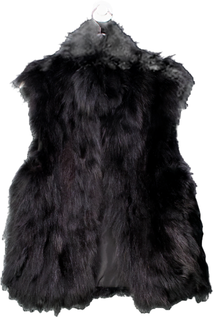 Scoop NYC Black Fox Fur Gilet UK S
