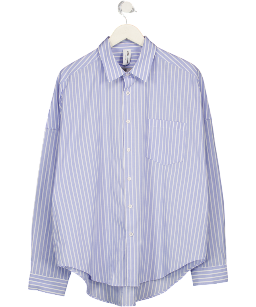 COLLUSION Blue & White Striped Oversize Shirt UK M
