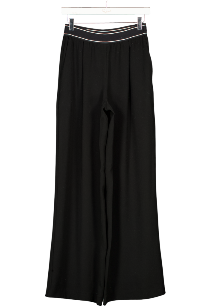 REISS Abigail Wide Leg Elasticated Trousers In Black UK 6