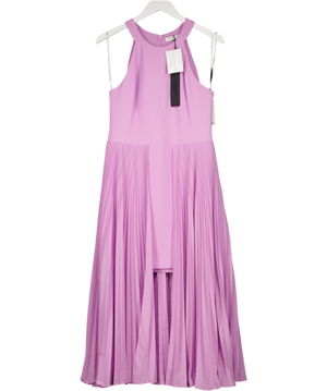 HALSTON Purple Lilac Pleated Crepe Mini/midi Dress UK 14