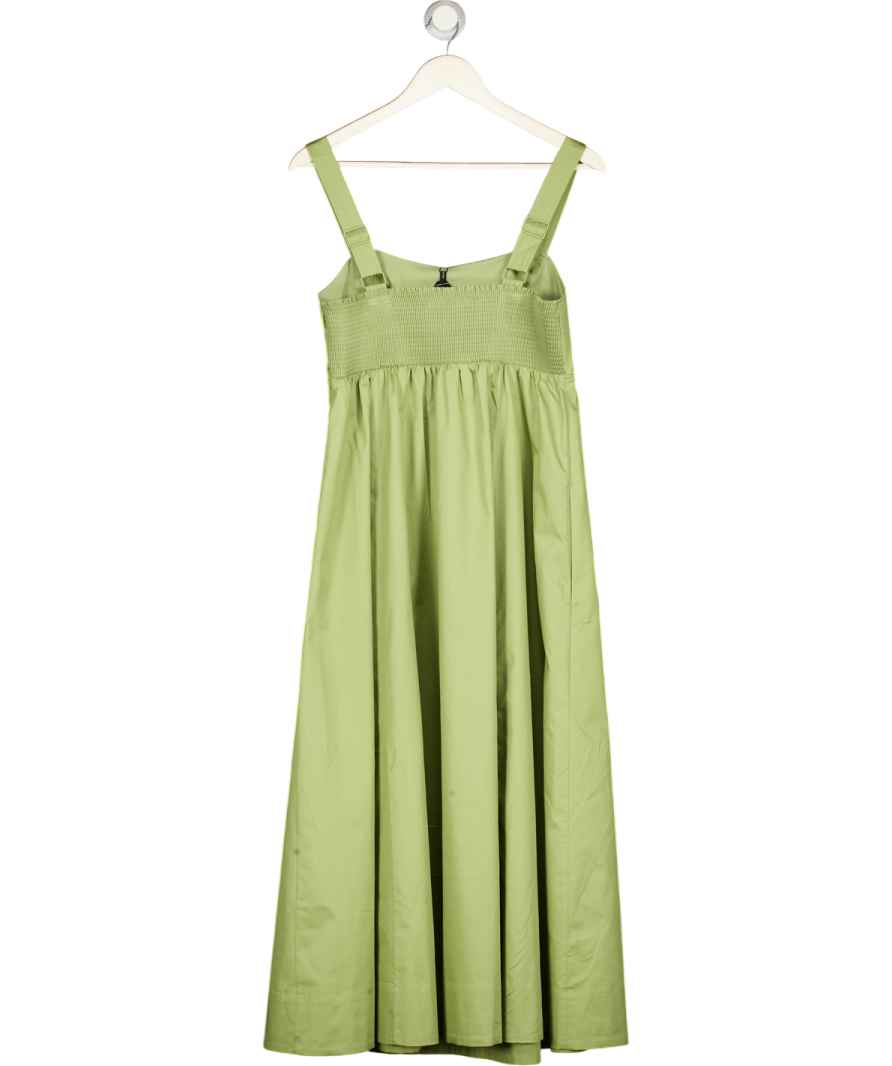 WHISTLES Khaki Green Squaer Neckline Cotton Midi Strappy Dress UK 12