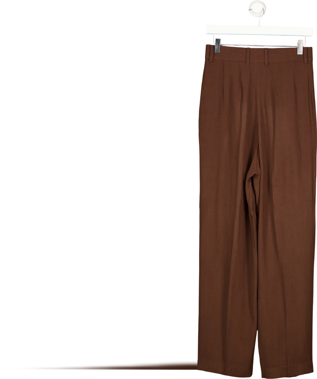 PETRA PETROV Brown The Founder Pleated Wool-blend Twill Wide-leg Pants Fr38 UK 10