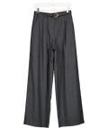 ANN ANDELMAN Grey Wool Blend Belt Striped Trousers UK S