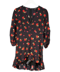 The Kooples Black / Red  English Flower Jacquard Mini Dress Sz3 UK 12