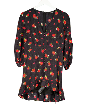 The Kooples Black / Red  English Flower Jacquard Mini Dress Sz3 UK 12