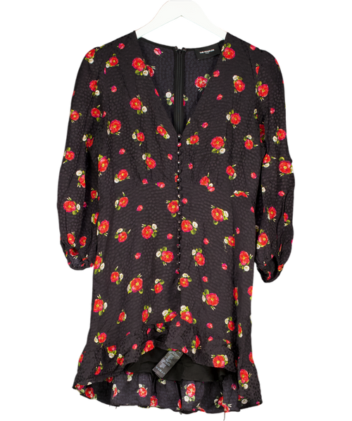 The Kooples Black / Red  English Flower Jacquard Mini Dress Sz3 UK 12