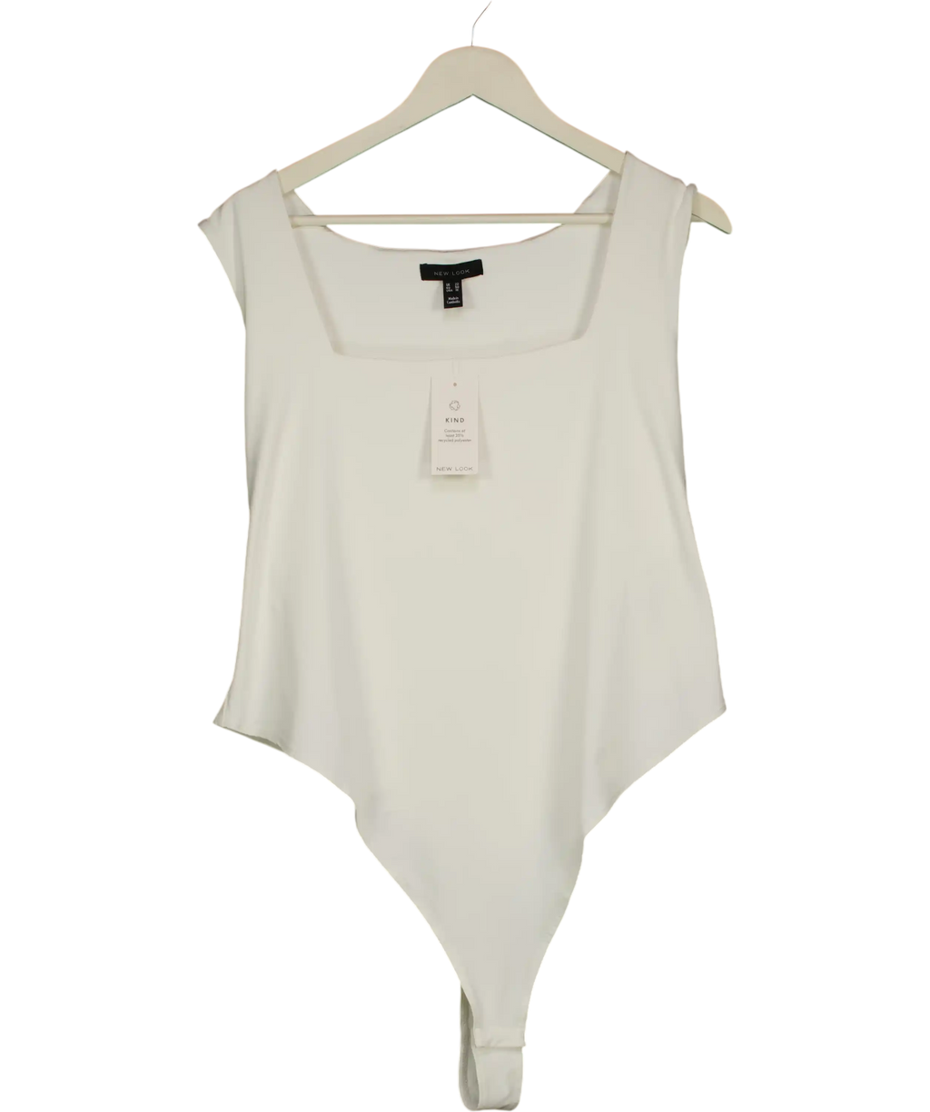 New Look White Slinky Square Neck Sleeveless Bodysuit UK 22