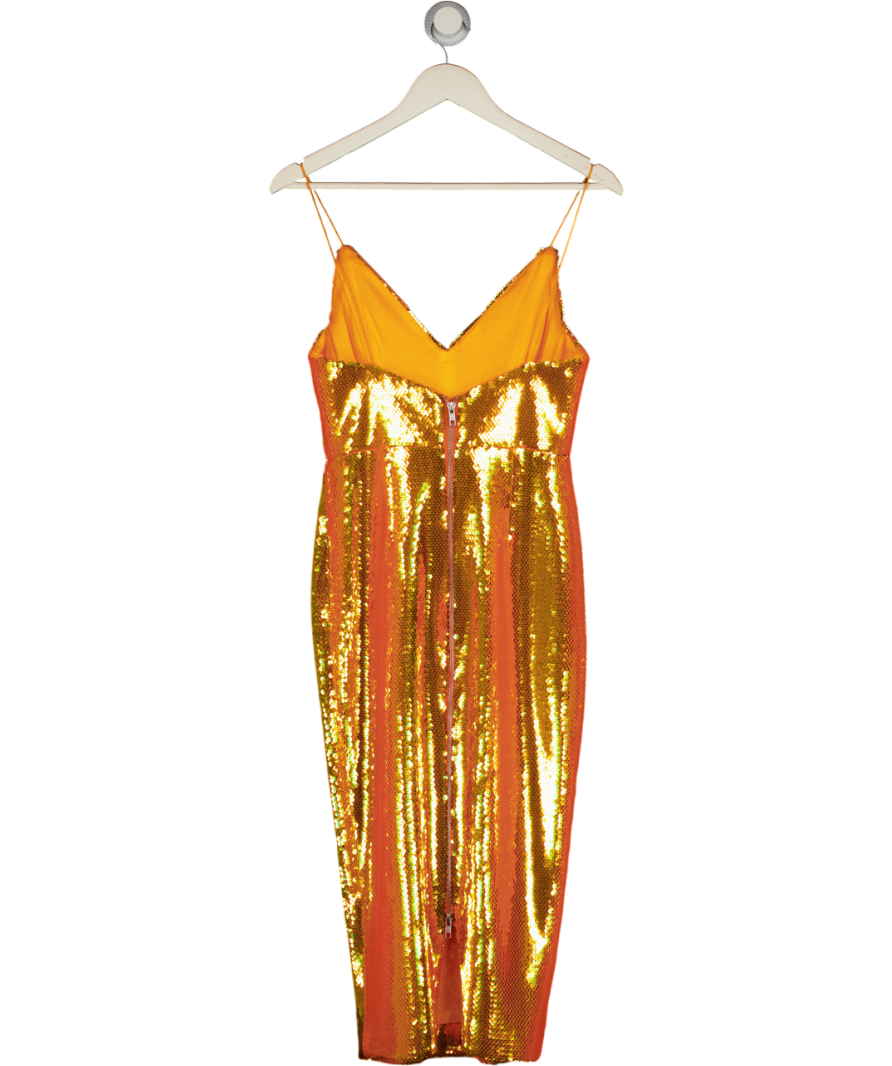 ALEX PERRY Orange Addilyn Sequined Crepe Midi Dress UK 8