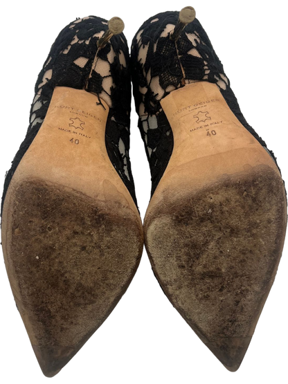 Kurt Geiger Black Lace High Heeled Pointed Toe Stiletto Shoes UK 7