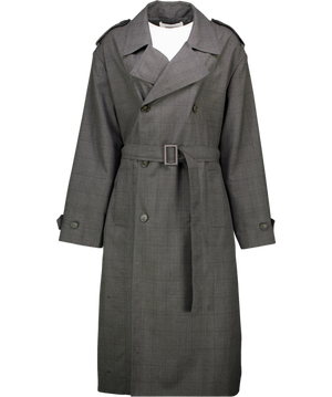 THE FRANKIE SHOP Grey Bleecker Plaid Trench Coat UK S