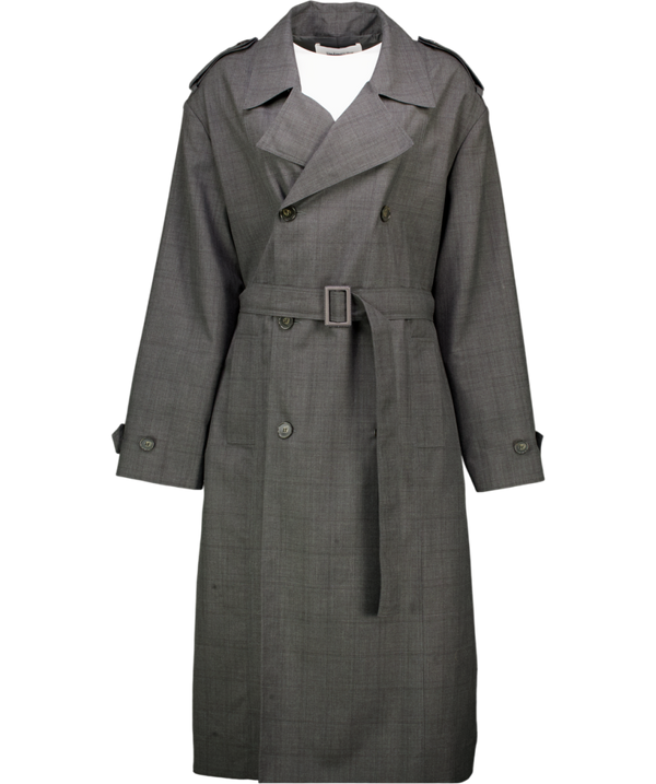 THE FRANKIE SHOP Grey Bleecker Plaid Trench Coat UK S