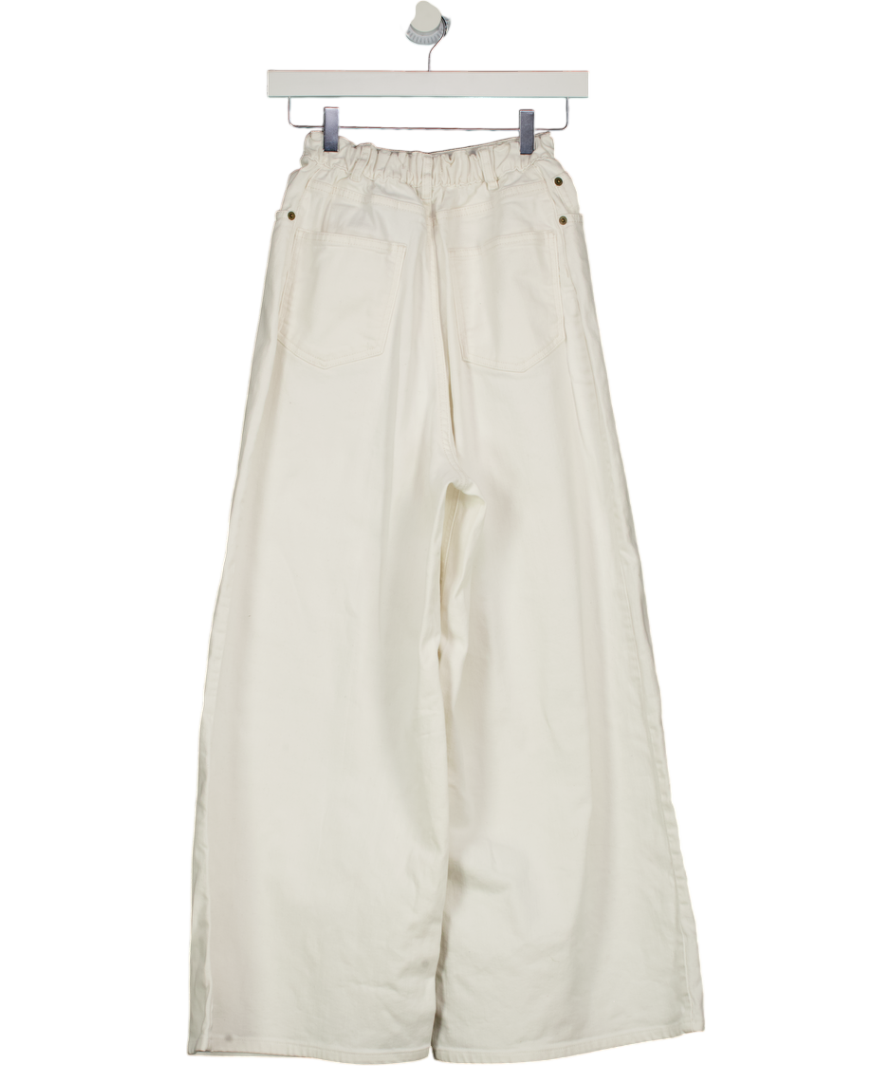 THE FRANKIE SHOP White Wide Leg High Rise Crop Denim Jeans UK S
