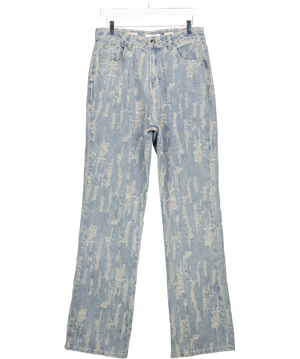 maniere de voir Blue Florence Distressed High Rise Straight Leg Jeans UK 12