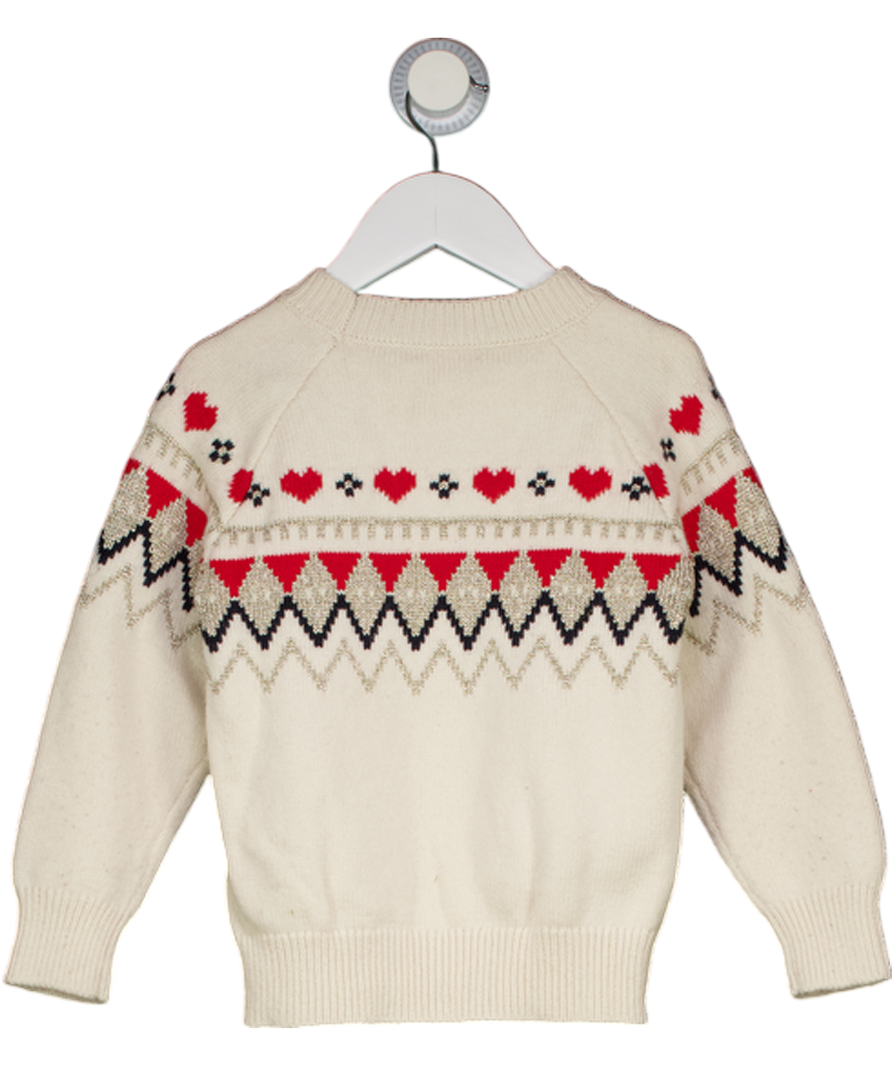 REISS Kids Cream Charlott Heart Fairisle Jumper 5 Years