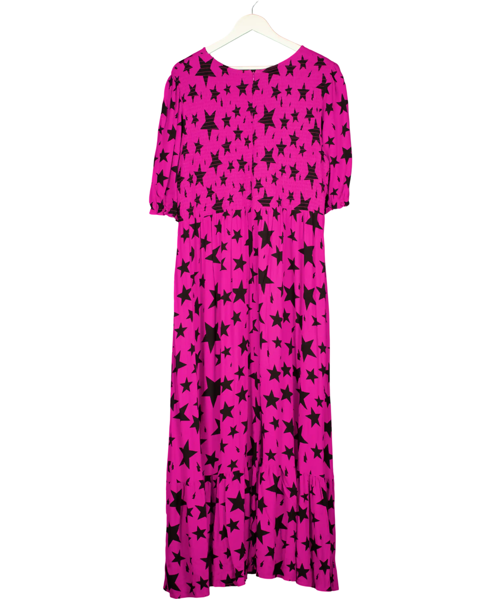 SCAMP & DUDE Purple With Black Star Shirred Maxi Dress UK 22