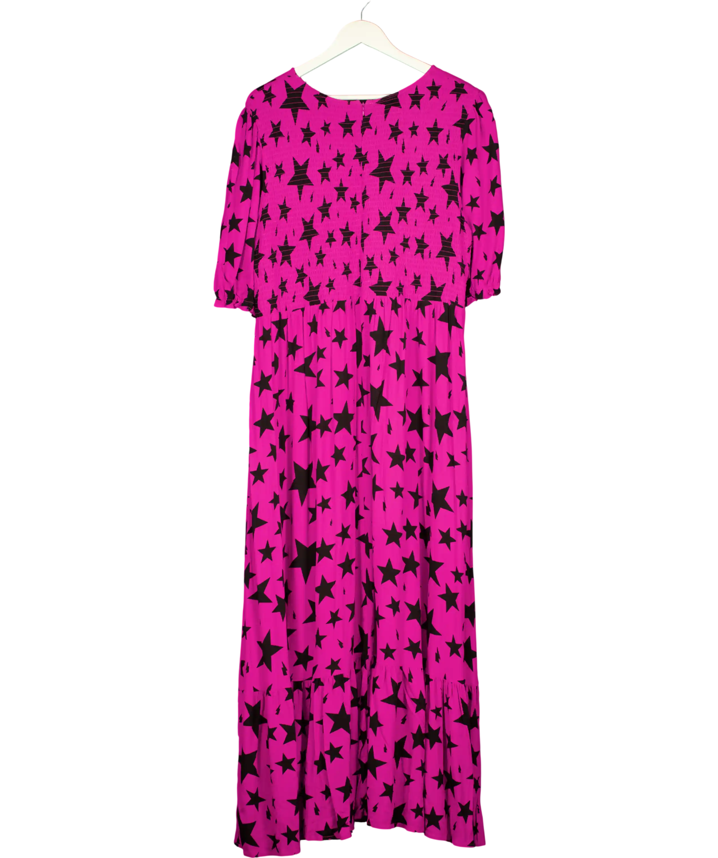 SCAMP & DUDE Purple With Black Star Shirred Maxi Dress UK 22