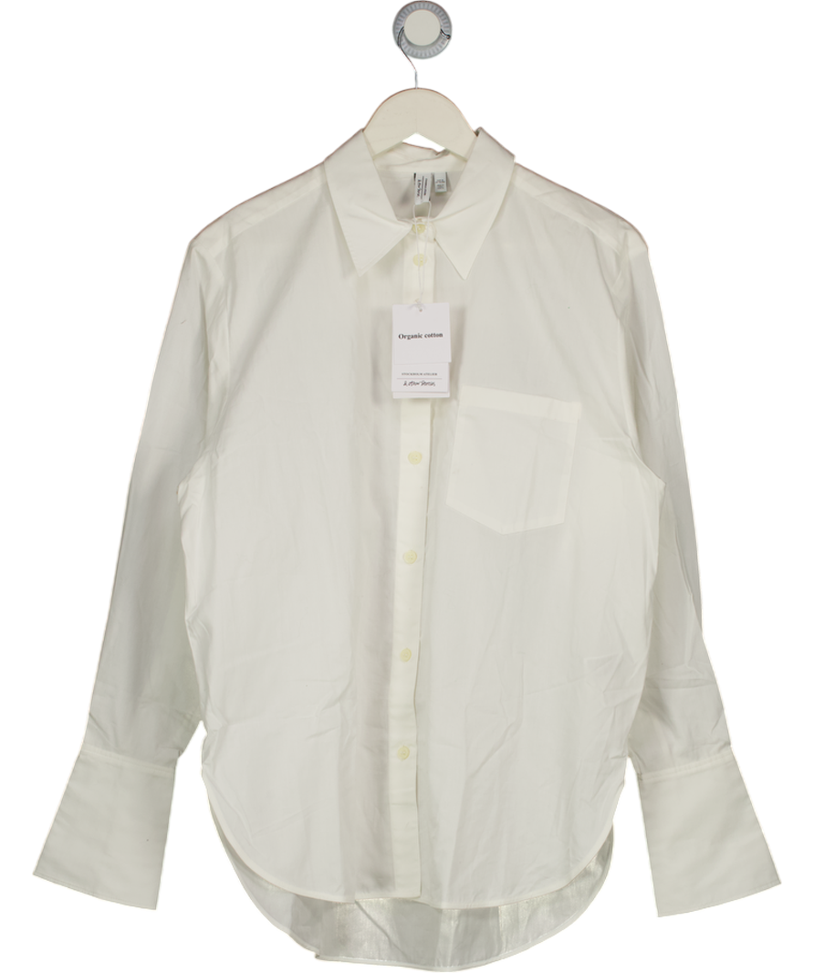 & Other Stories White Relaxed Fit Patch Pocket Shirt UK 10