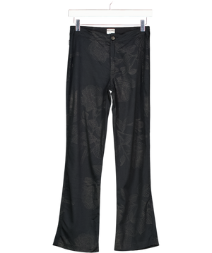 Moschino Jeans Black Subtle Floral Print Stretch Wide Leg Trousers UK 8