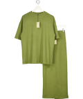 RIVER ISLAND Green 2-piece Khaki Premium Short Sleeve Oversized T-shirt And Maxi Skirt Set UK XS