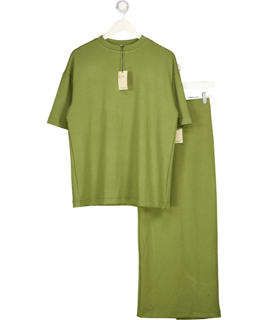 RIVER ISLAND Green 2-piece Khaki Premium Short Sleeve Oversized T-shirt And Maxi Skirt Set UK XS