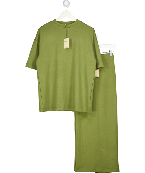 RIVER ISLAND Green 2-piece Khaki Premium Short Sleeve Oversized T-shirt And Maxi Skirt Set UK XS