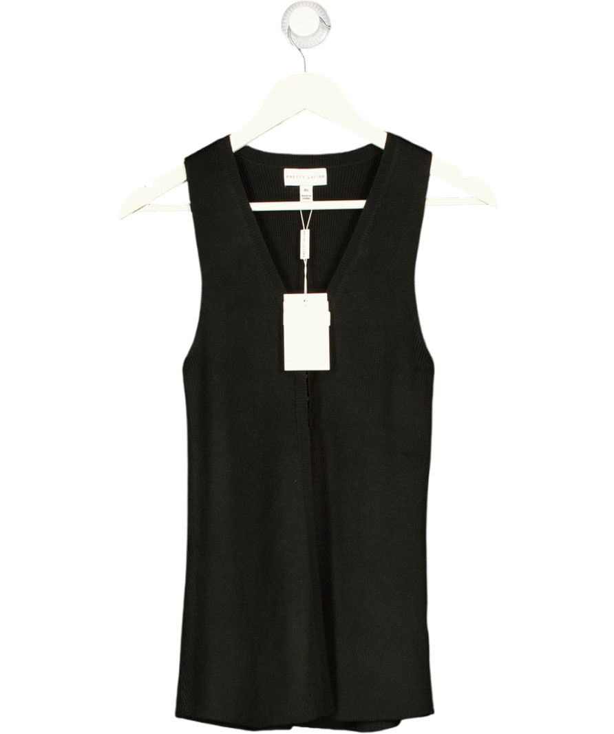 PRETTY LAVISH Black Knit Waistcoat Top UK XS