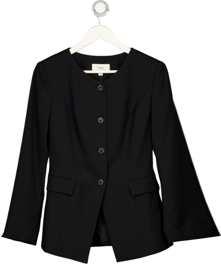 M&S Black Collarless Jacket UK 8