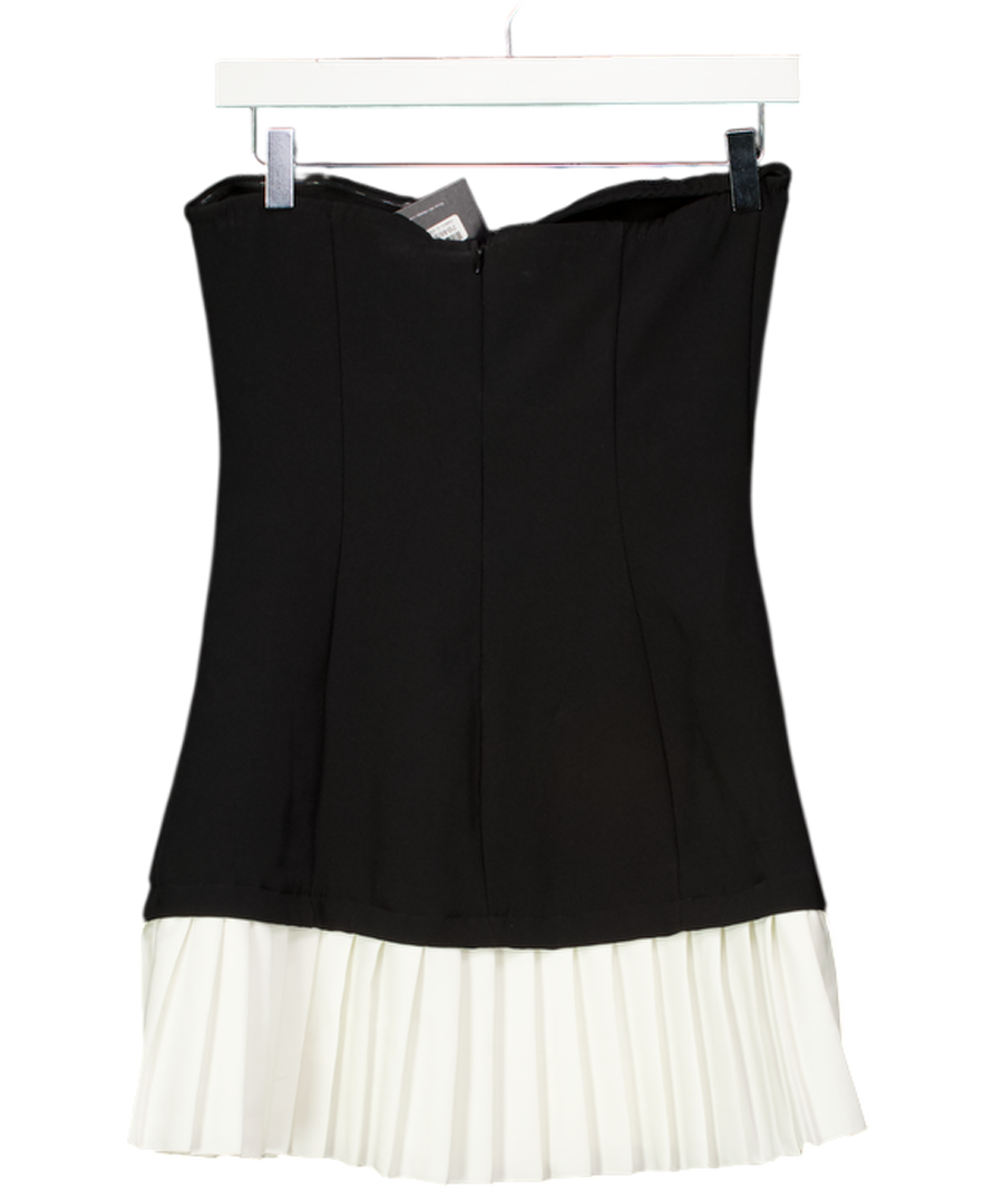 SHEIN Black Contrasting Pleated Bandeau Mini Dress UK S