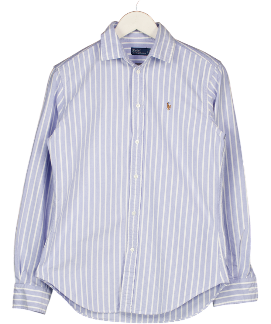 Polo Ralph Lauren Blue Custom Fit Striped Oxford Shirt UK 6