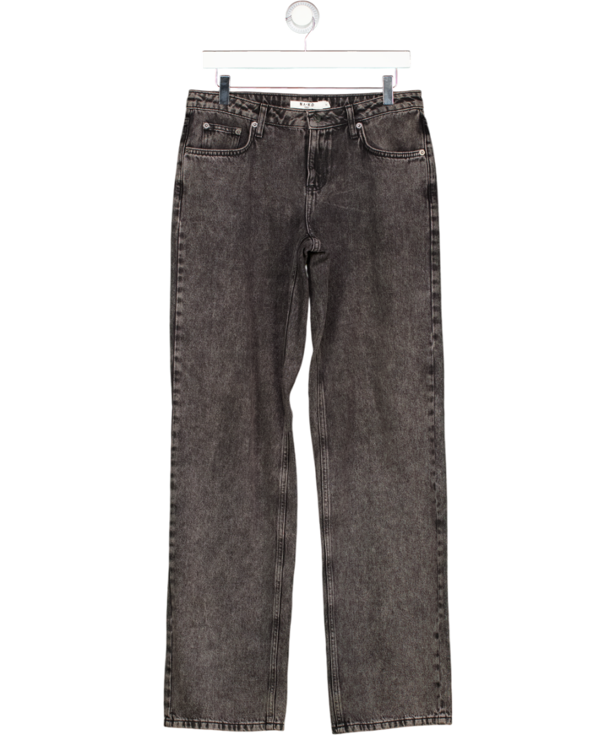 NA-KD Black Wide Leg Acid Wash Jeans UK 8