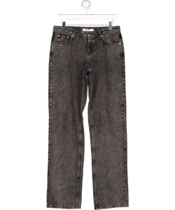 NA-KD Black Wide Leg Acid Wash Jeans UK 8