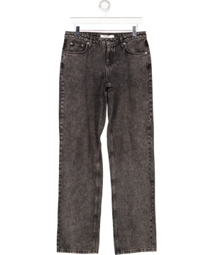 NA-KD Black Wide Leg Acid Wash Jeans UK 8