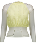Noughts & Kisses Yellow Lemon Crochet Knit Halter Top UK S