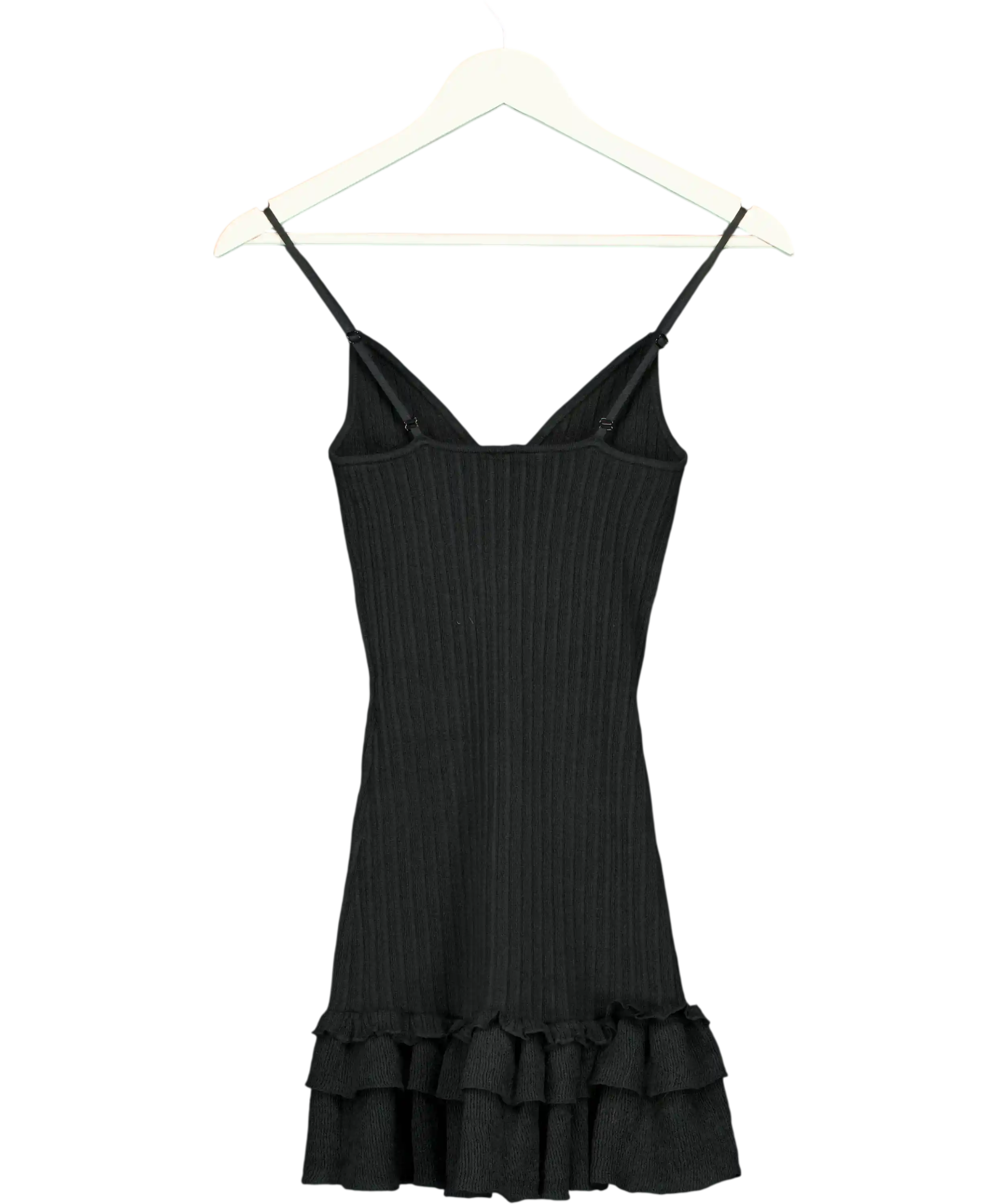 SKIMS Black Sheer Knit Ruffle Mini Dress Onyx UK XS