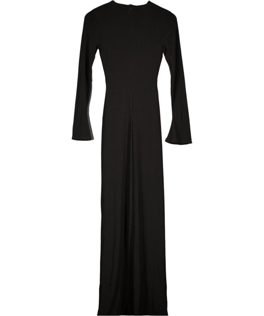 Club L Black Plunge Maxi Dress With Gold Belted Detail UK 8