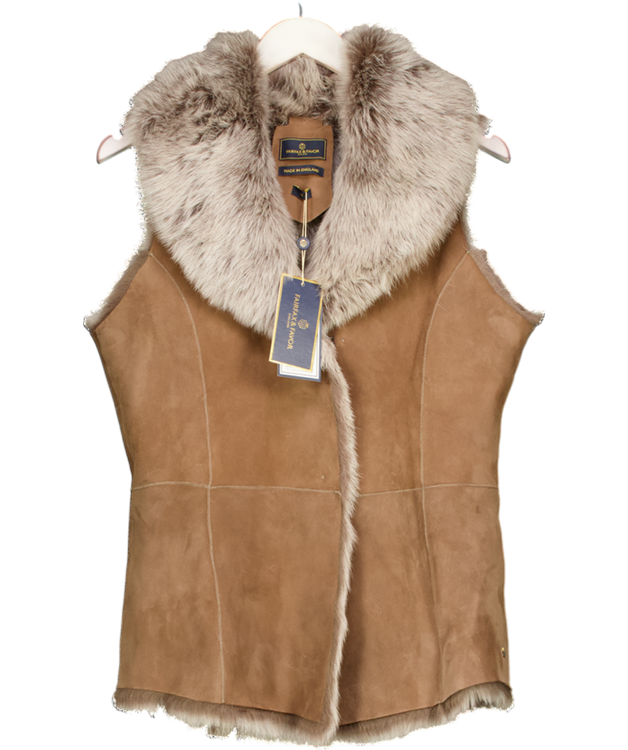 Fairfax & Favor Beige Toscana Shearling Reversible Elizabeth Gilet UK 10