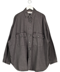The Frankie Shop Grey Wash Denim Dallas Oversized Denim Shirt UK XS/S