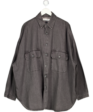 The Frankie Shop Grey Wash Denim Dallas Oversized Denim Shirt UK XS/S