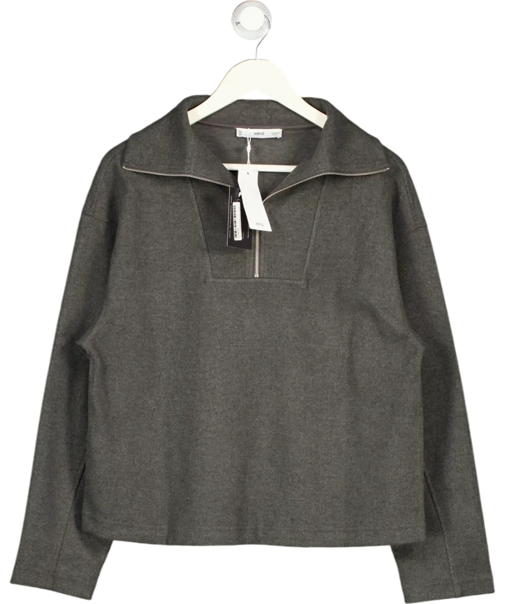MANGO Grey Turtleneck Sweatshirt With Zip UK M