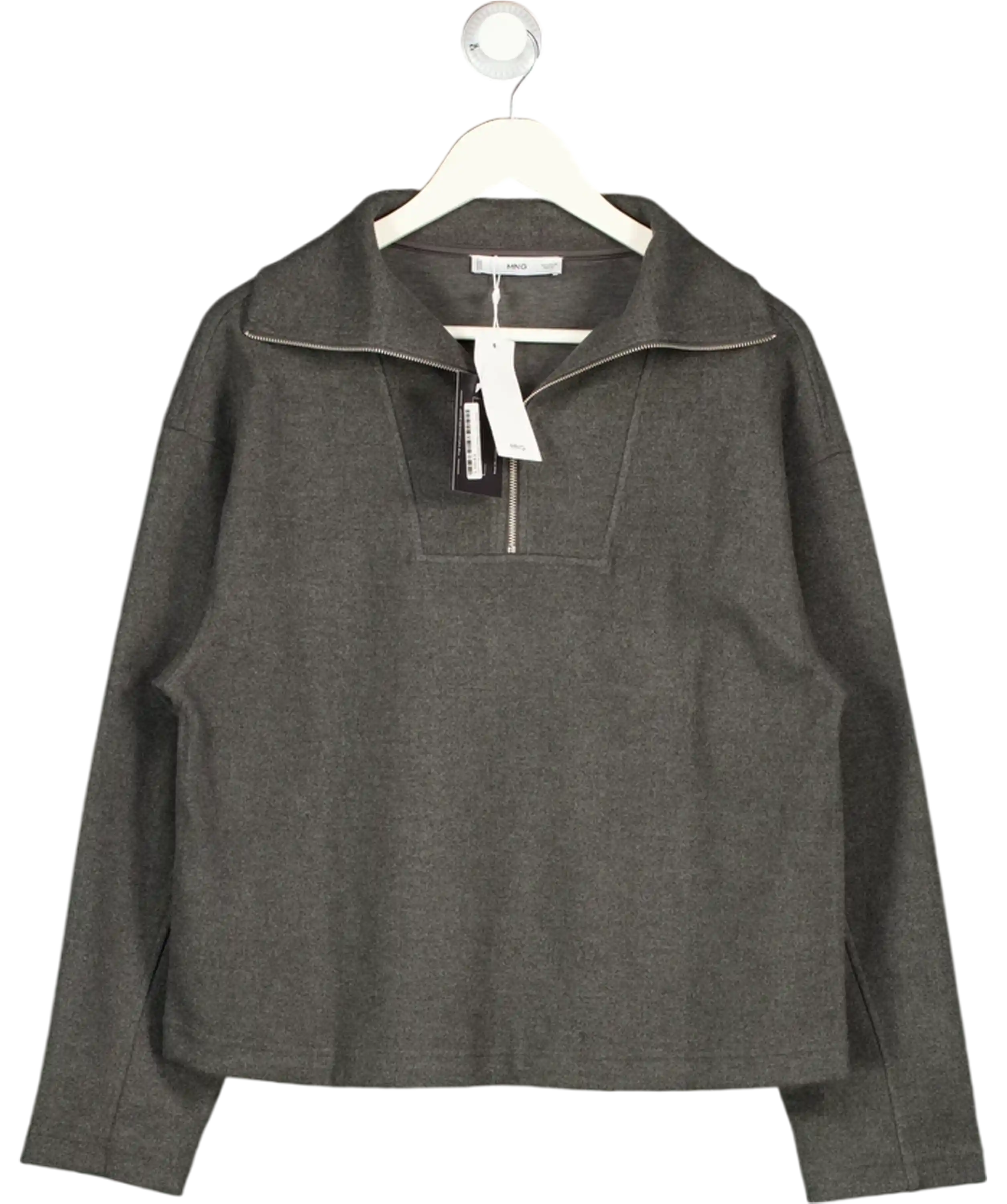 MANGO Grey Turtleneck Sweatshirt With Zip UK M