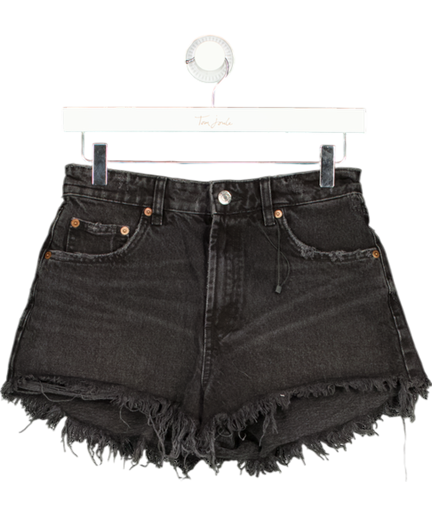 ZARA Black High Rise Denim Shorts UK 8