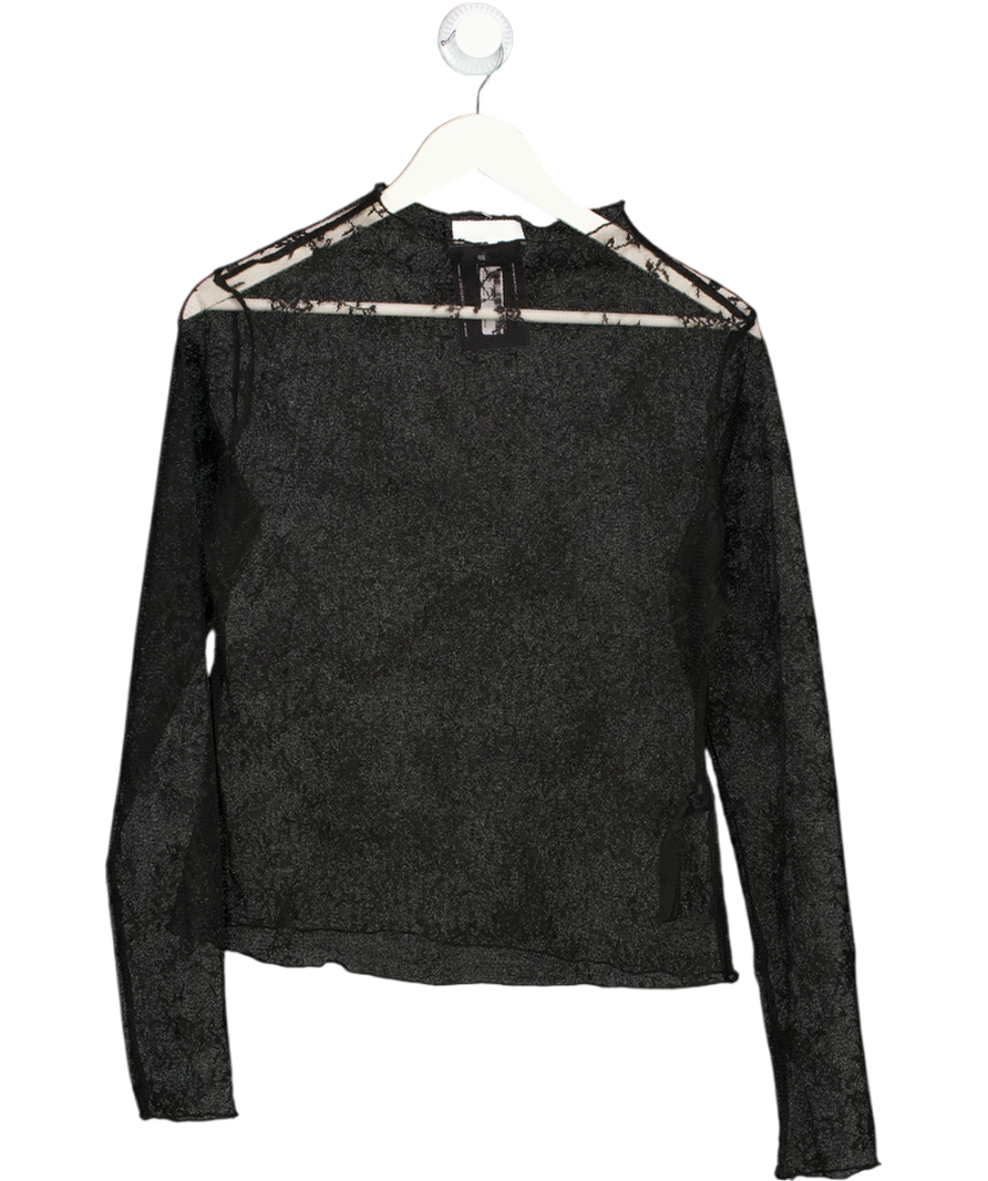 NA-KD Black Lace Layering Top UK M